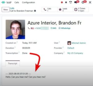 Odoo 19 VoIP Anrufvorschau